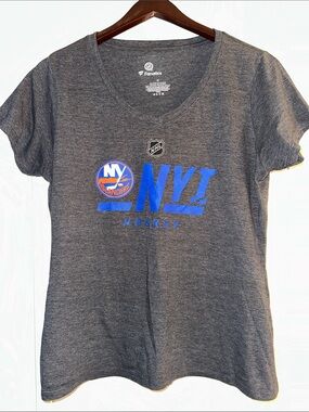 Fanatics NY Islanders Heather Gray Tee with Blue and Orange Logo